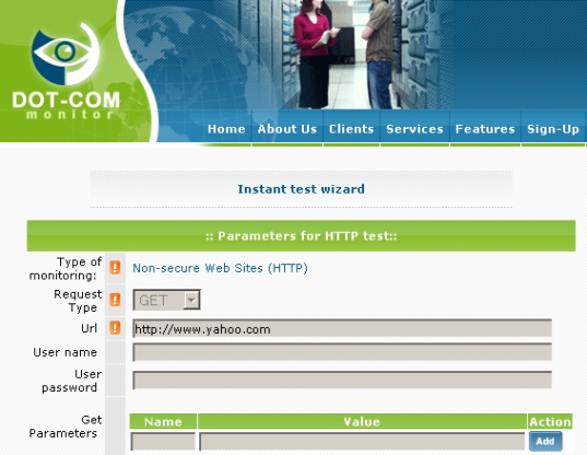 Dot Com Monitor Website Test